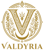 Logo officiel de la marque Valdyria, bijoux artisanaux en perles de rocaille, faits main en Alsace, France