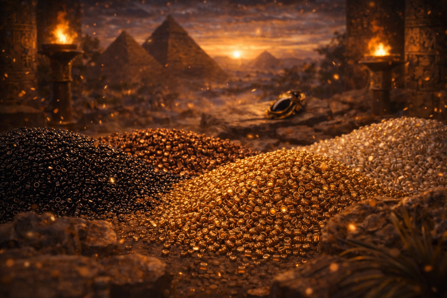 Perles noires et dorées utilisées pour les bijoux Galilya Cleo