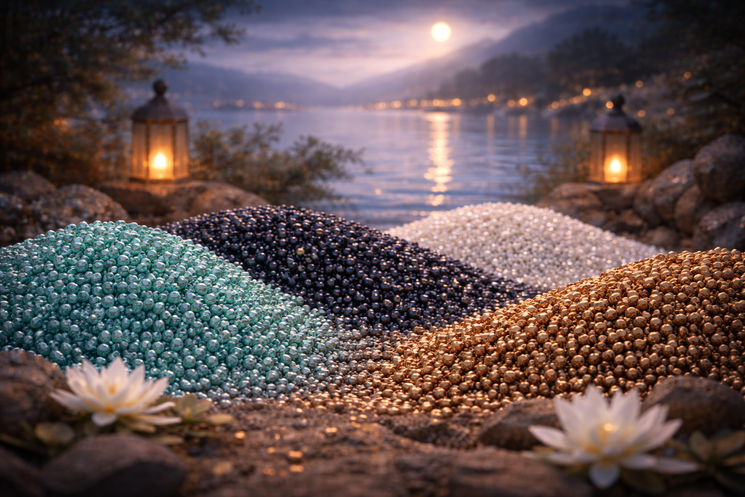 Perles turquoise et bronze utilisées pour les bijoux Nilyra Maria