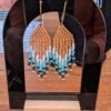 Mini boucles d’oreilles Nilyra Maria Bronze en perles Miyuki turquoise et bronze, bijou artisanal Valdyria aux inspirations anciennes