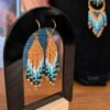 Mini boucles d’oreilles Nilyra Maria Bronze turquoise et dorées, bijou éthique Valdyria fabriqué en petite série