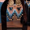 Petites boucles d’oreilles Nilyra Maria en perles Miyuki turquoise, bronze et noir, bijou artisanal Valdyria à l’élégance intemporelle